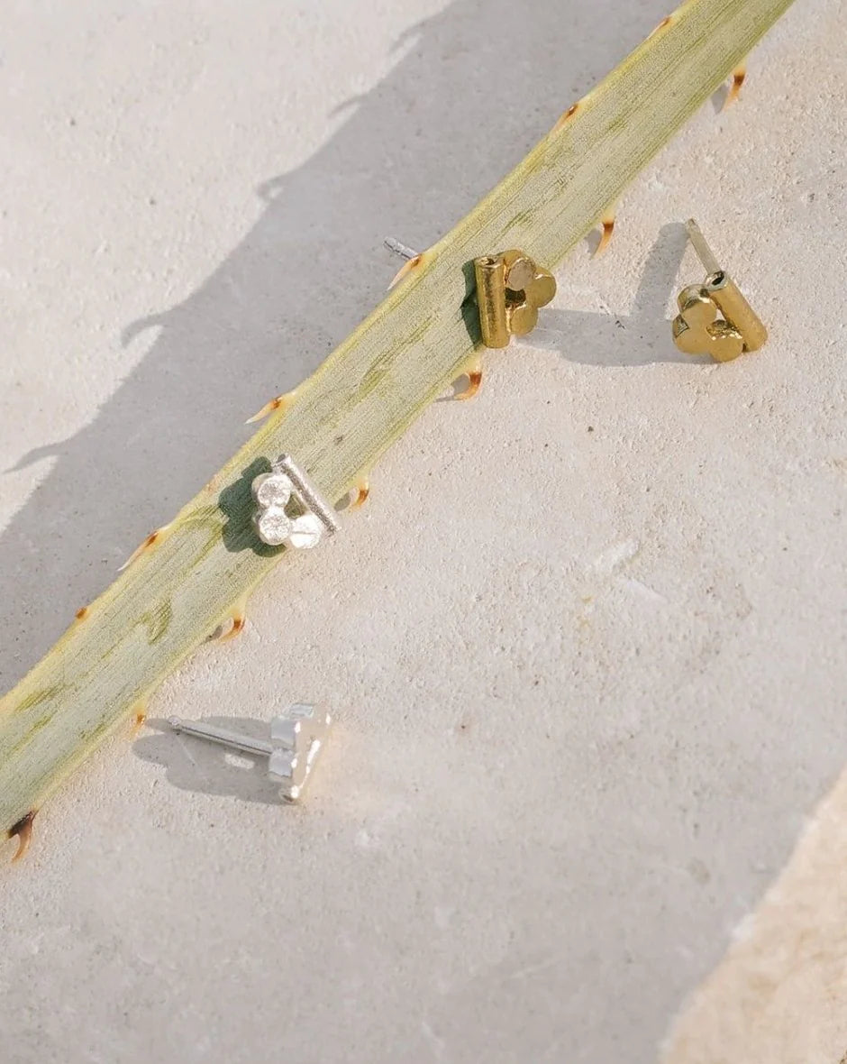 Three Dot Stud Earrings | Brass