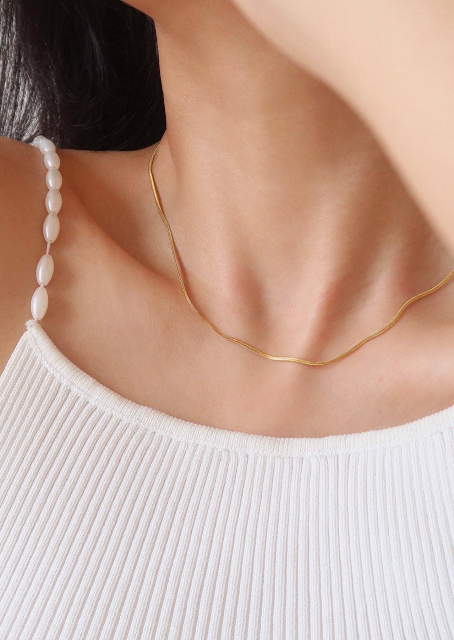 Serpentine Bone Chain Necklace | Slim