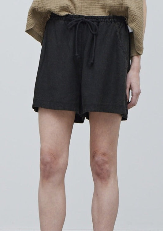 Linen Shorts | Washed Black