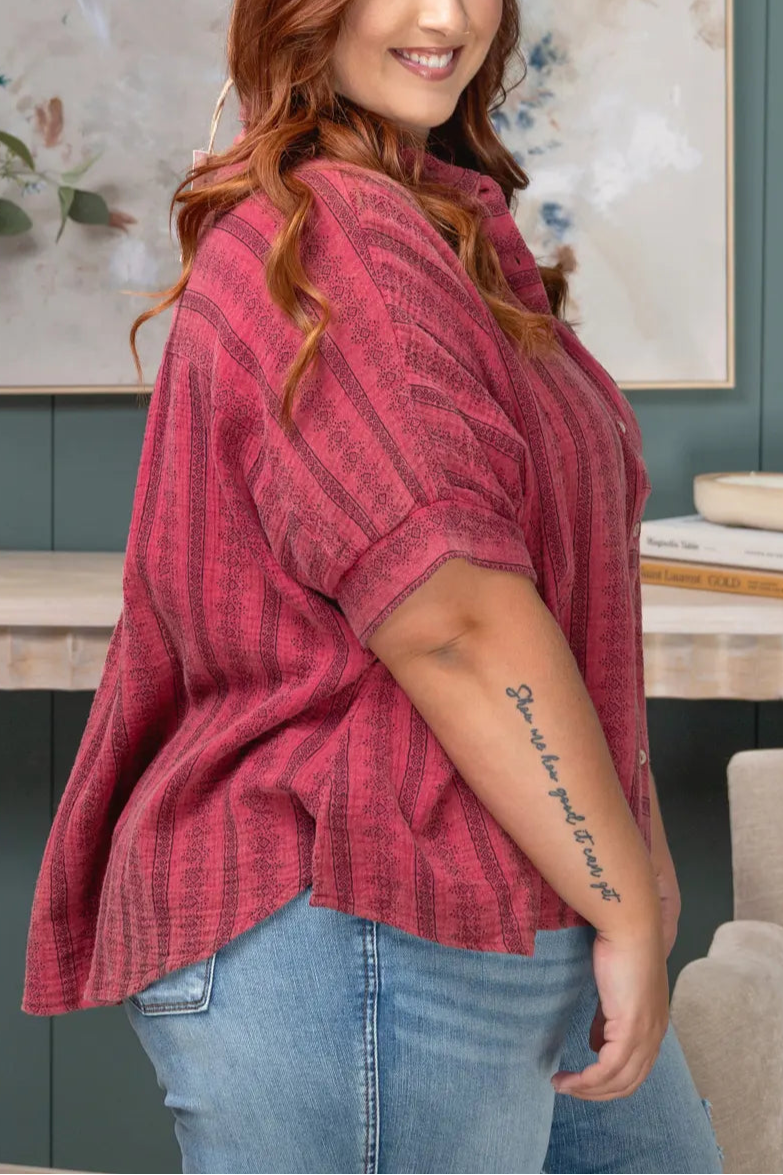 Raspberry Lemonade Cotton Gauze Shirt