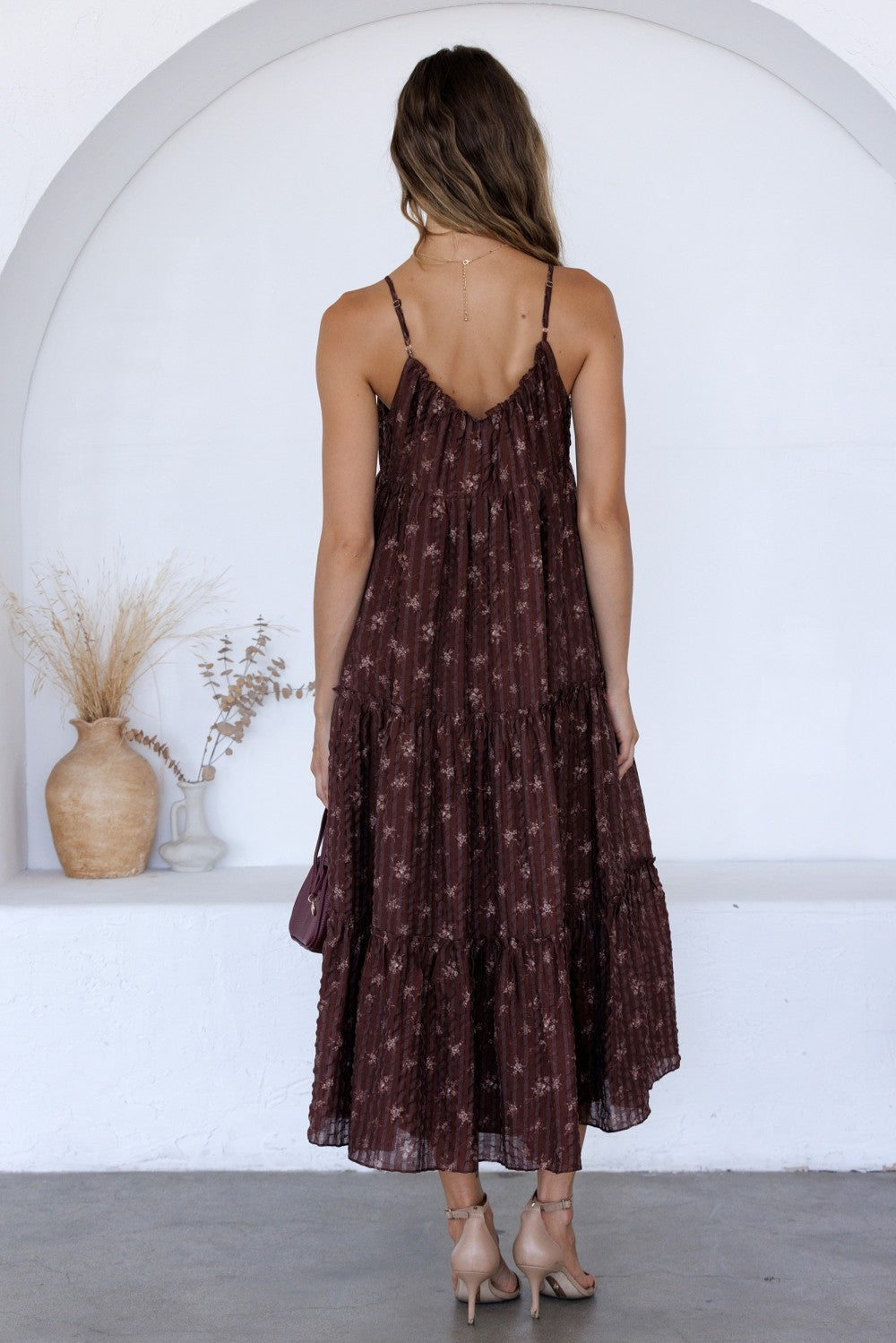 Simone Stripe Ditsy Midi Dress