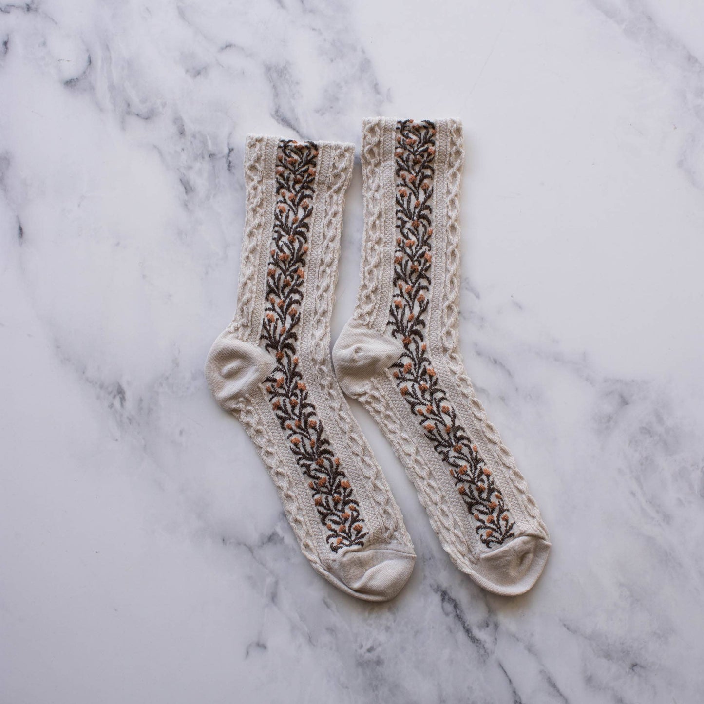 Vintage Vines Crew Socks | Oatmeal