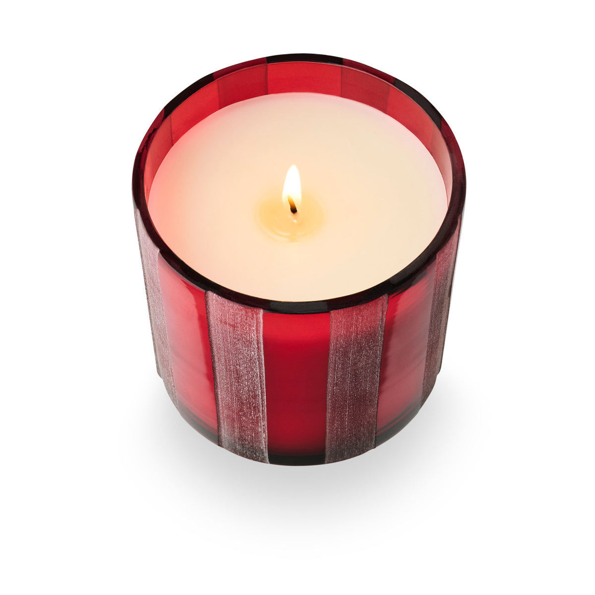 Cranberry Currant Etched Stripe Glass Candle