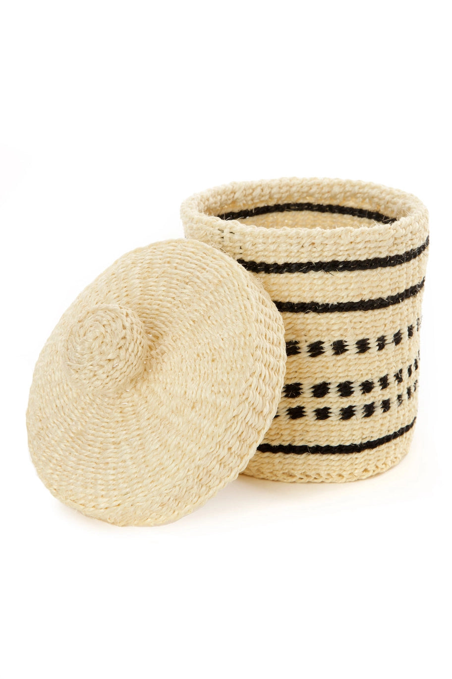 Sisal Lidded Container Basket | Natural + Black