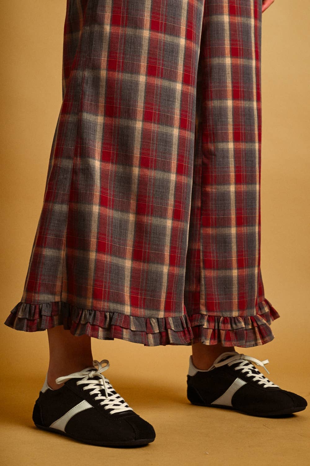 Ruffled Up Plaid Pants | Red + Blue