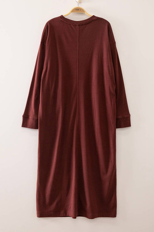 Oversized Lounge Shirt Dress | Burgundy