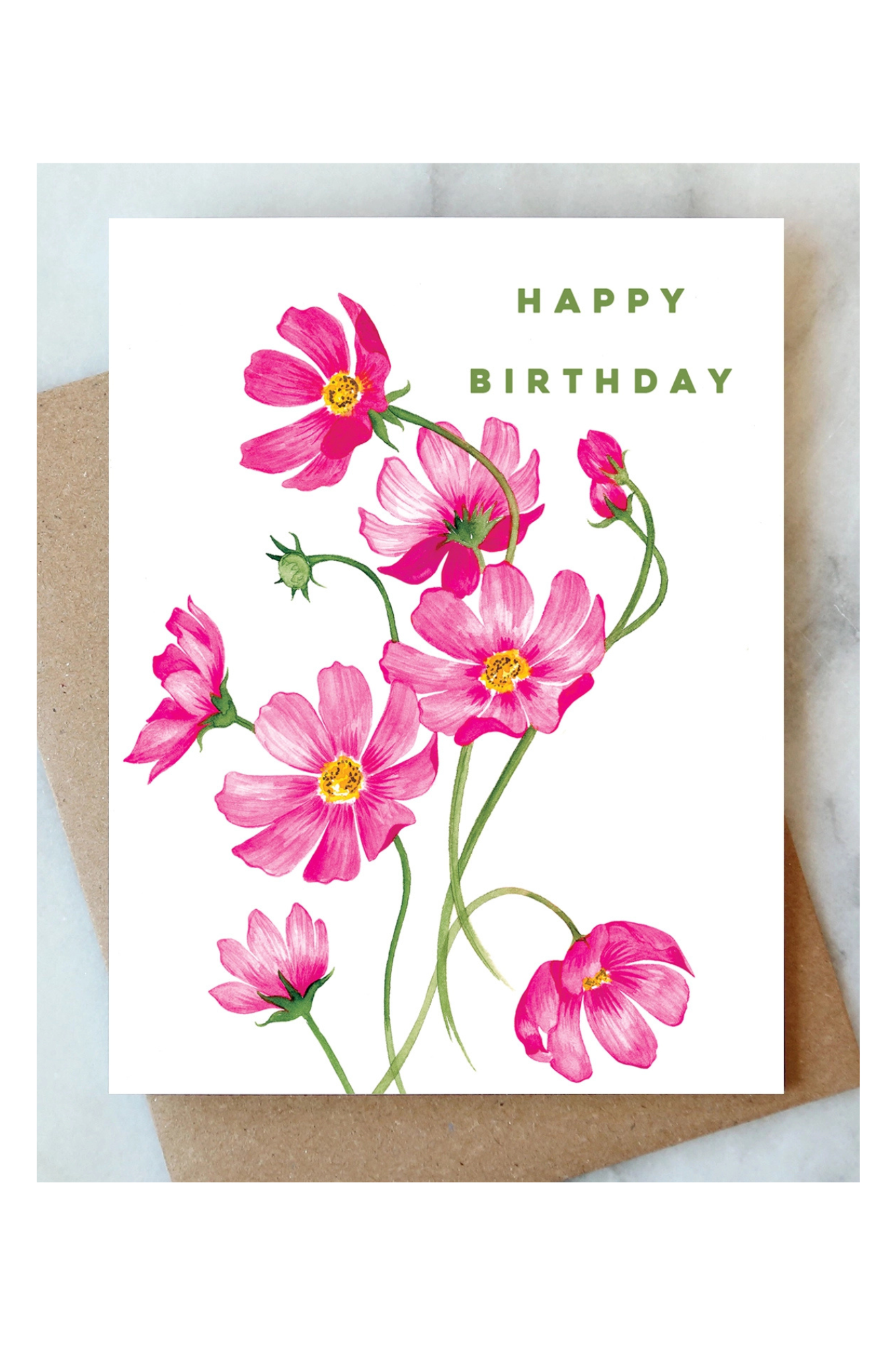Cosmos Flowers Birthday Card