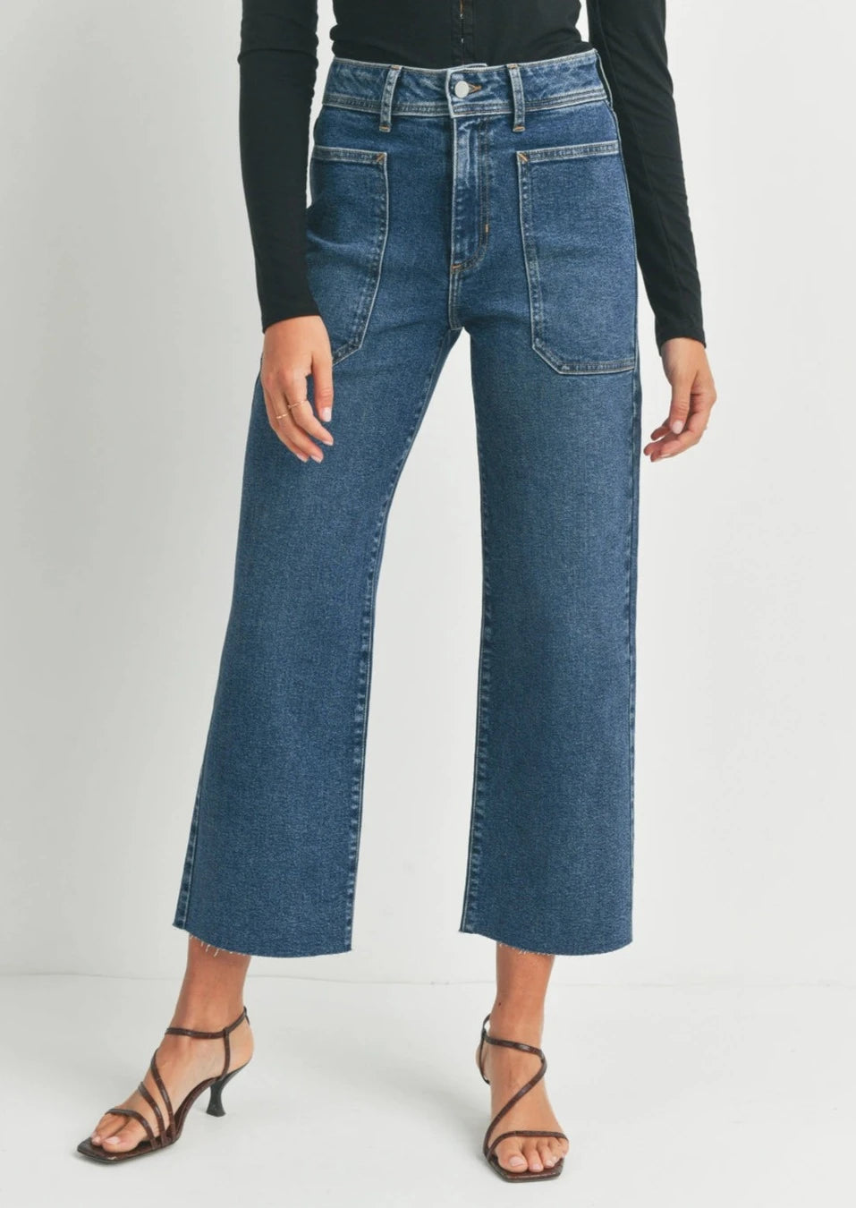 Wide Leg Utility Jeans | Dark Wash