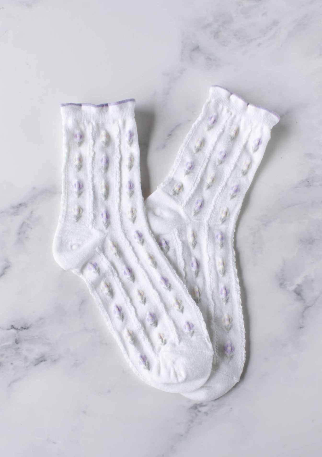 Pastel Floral Socks | Ivory