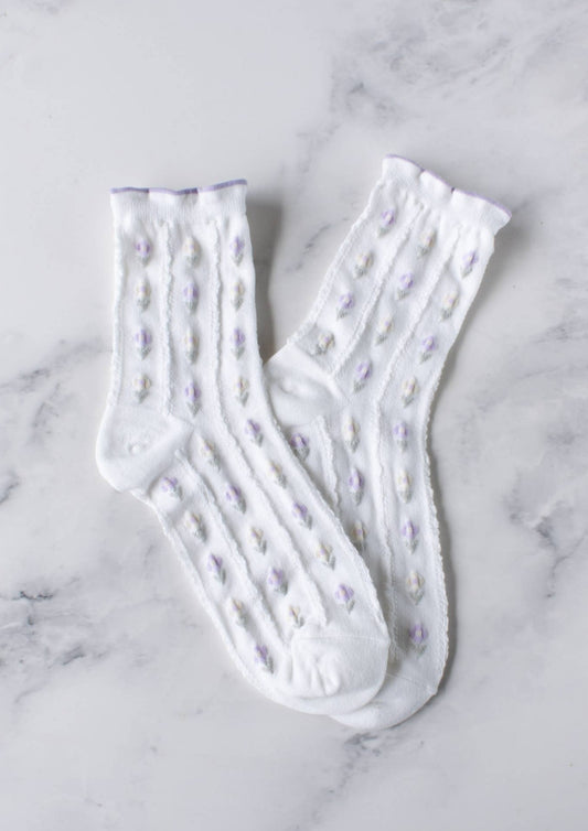 Pastel Floral Socks | Ivory