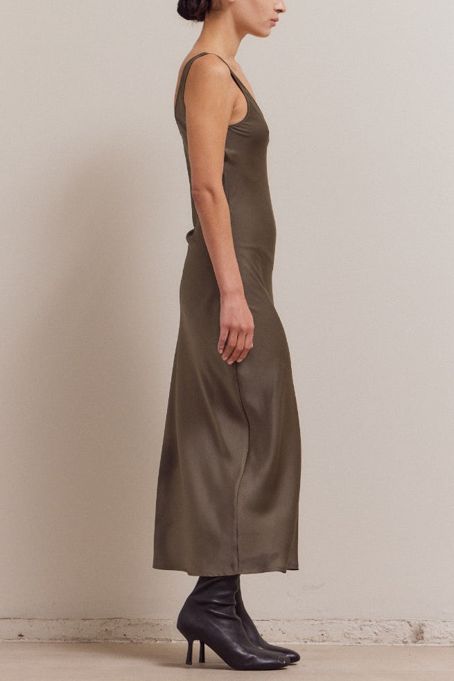 Scoop Neck Satin Maxi Dress | Martini