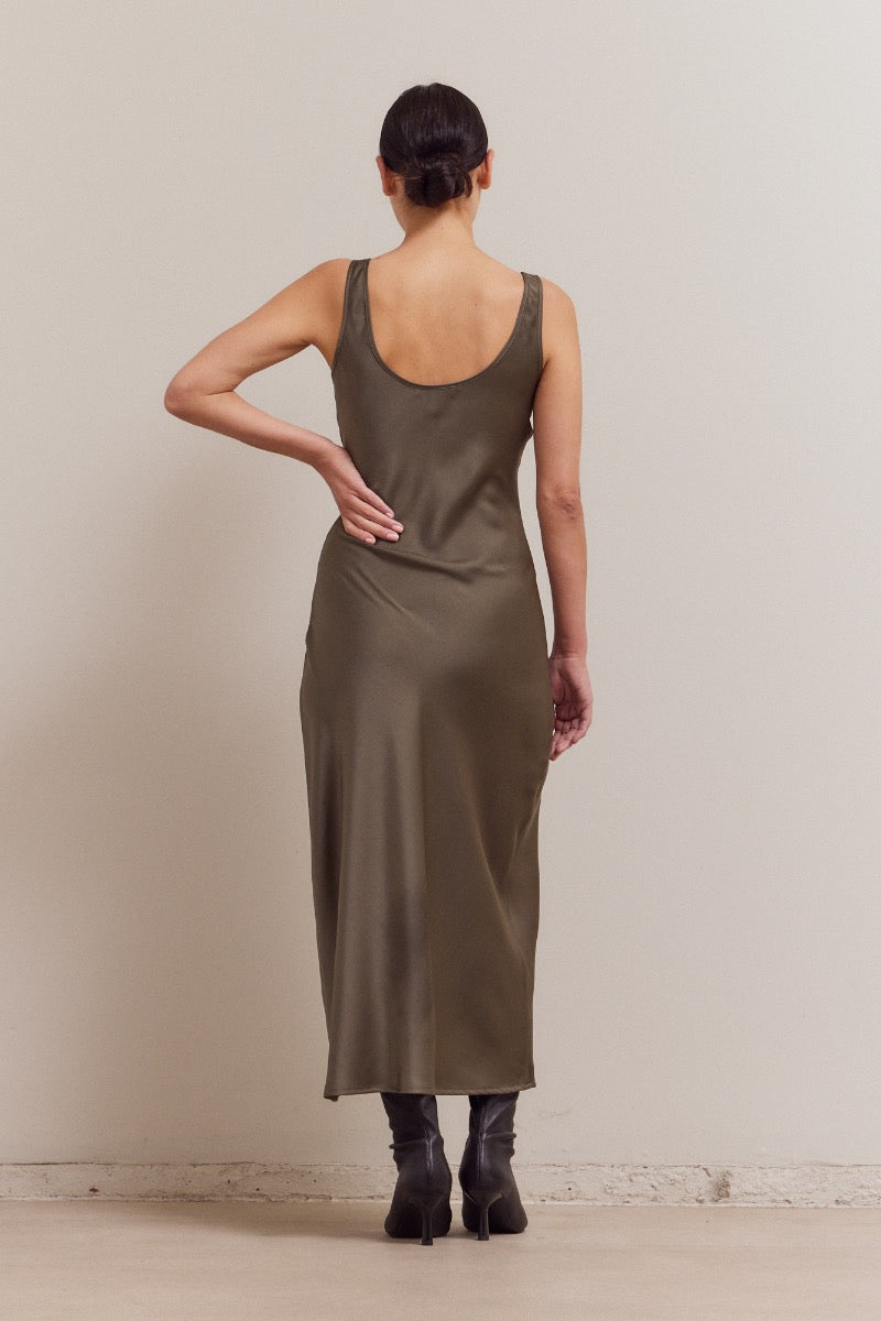 Scoop Neck Satin Maxi Dress | Martini