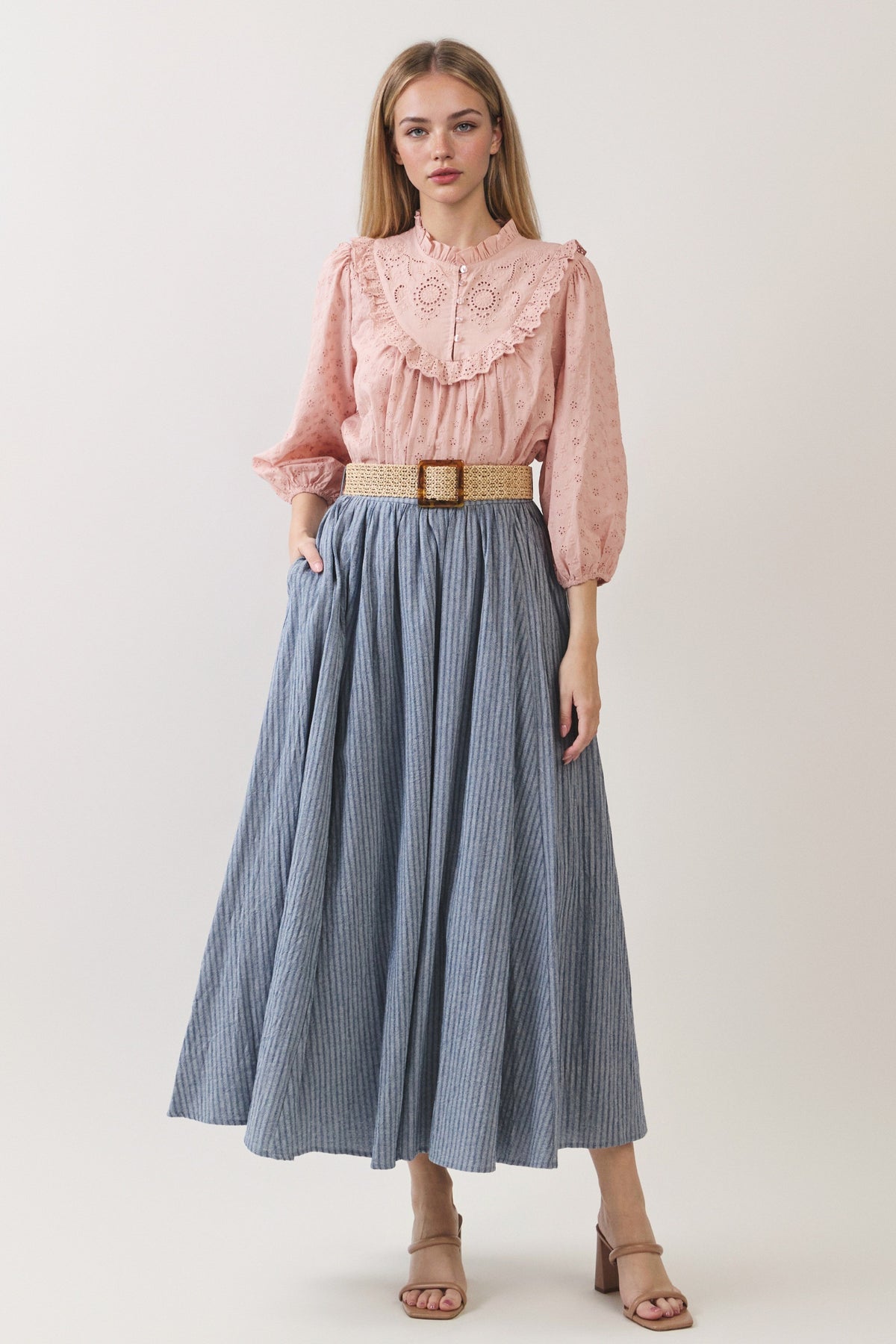 Pleated Maxi Skirt | Blue