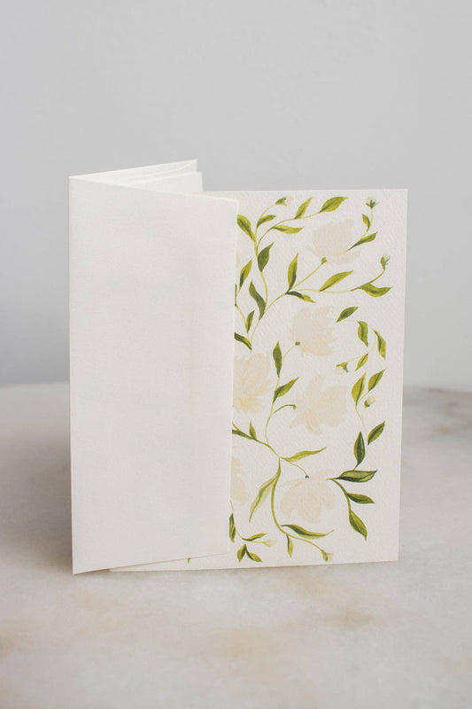 Cream Flower Pattern Thank You Card
