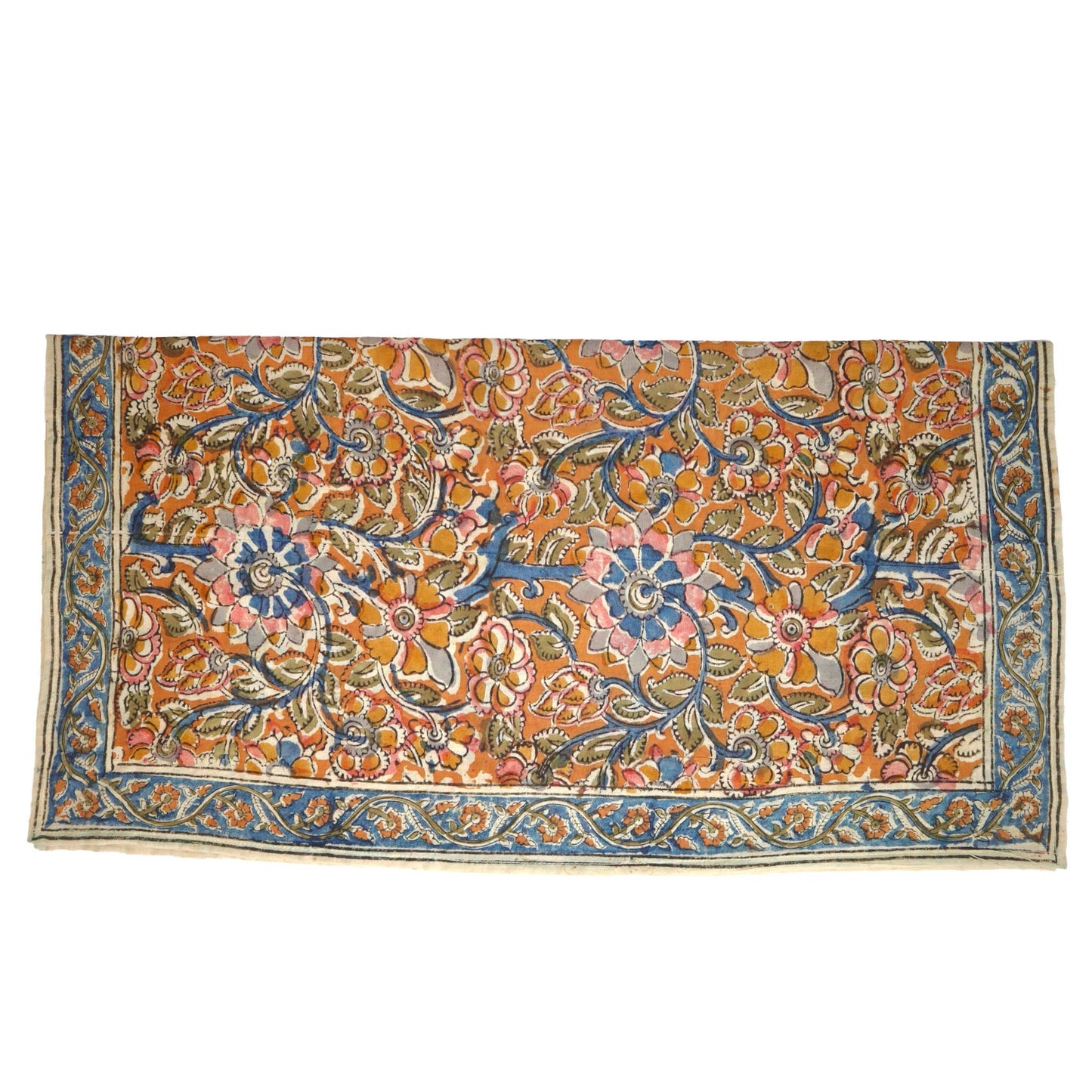 Kalamkari Cotton Bandana | Cobalt Floral
