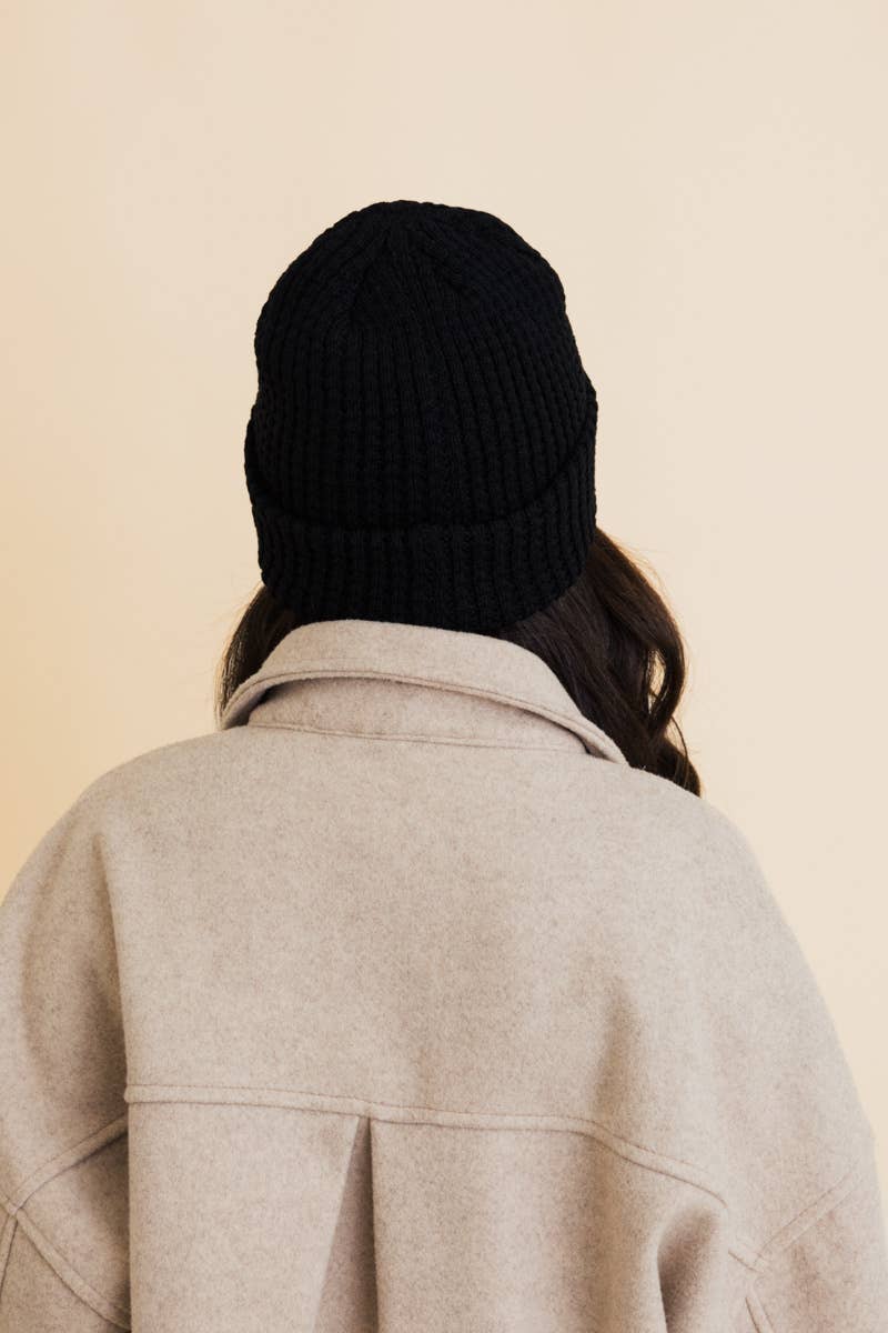 Toasty Waffle Beanie | Black