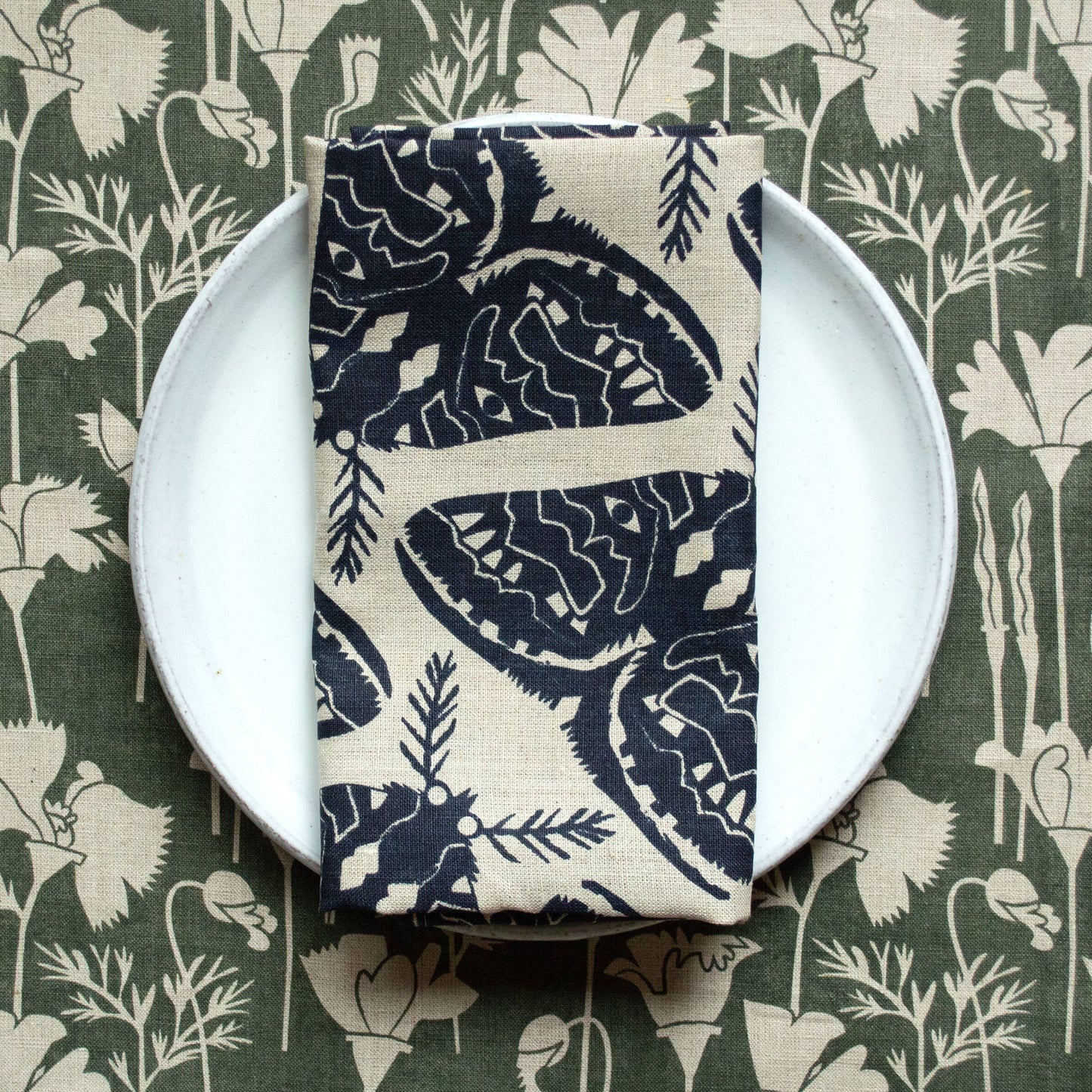 All-Linen Tea Towel | Black Moths