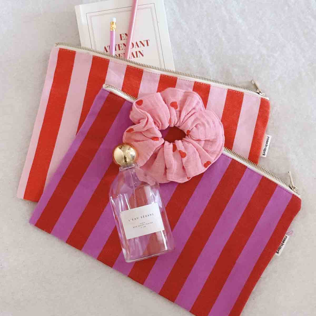 Lili Flat Pouch | Orchid + Tomato
