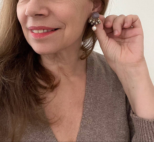 Olwen Earrings | Moonstone + Pearl