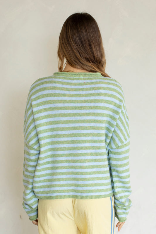 Piper Bold Stripe Cardigan | Matcha
