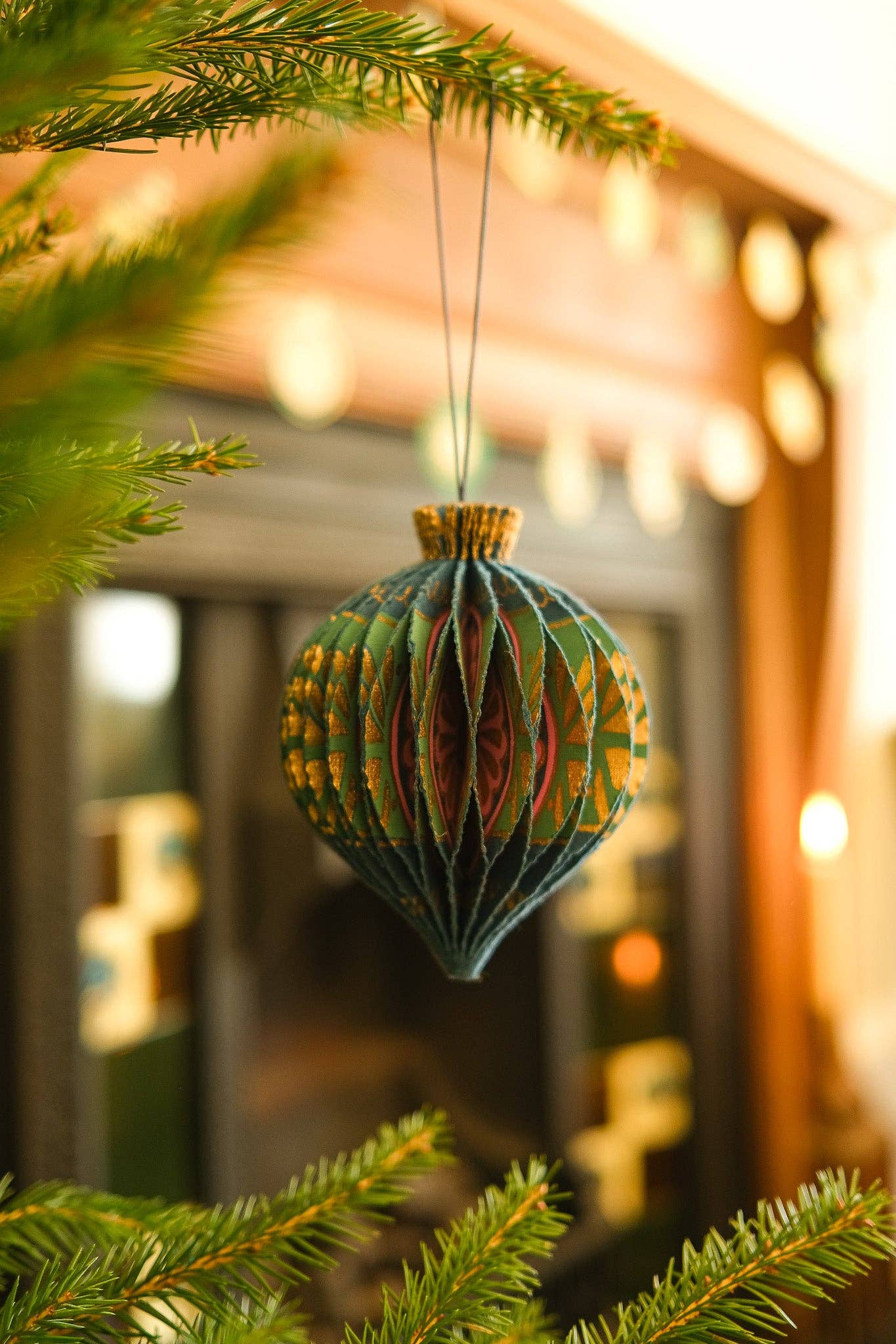 Blue Bauble Honeycomb Ornament
