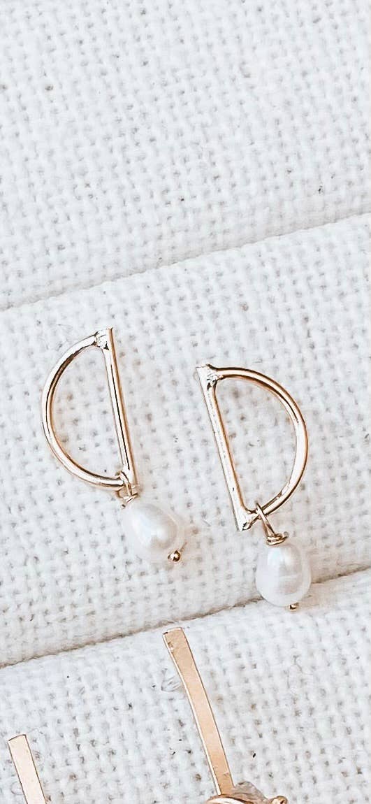 Pearl Half Moon Studs