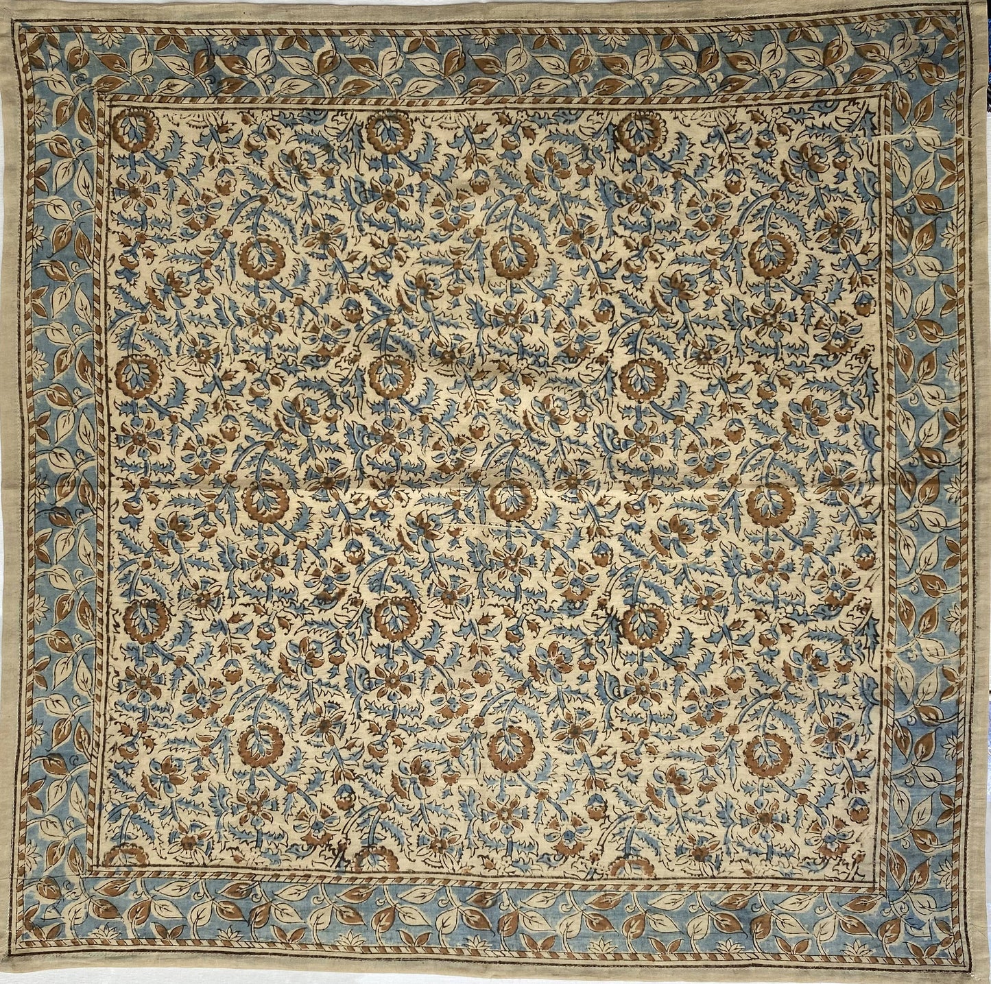 Kalamkari Cotton Bandana | Blue Vine