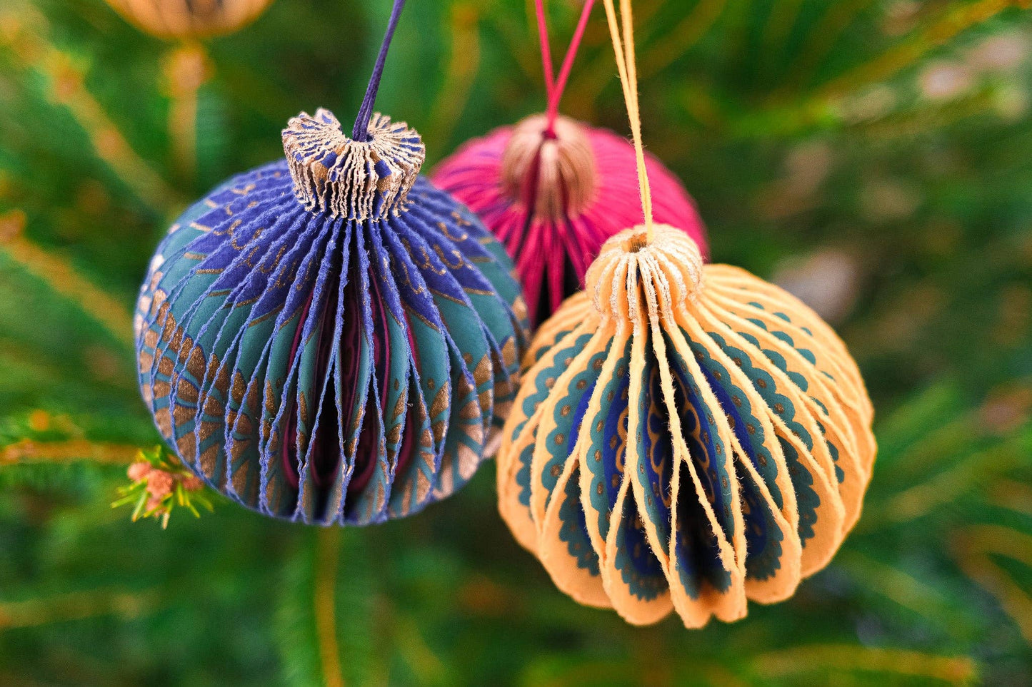 Blue Bauble Honeycomb Ornament