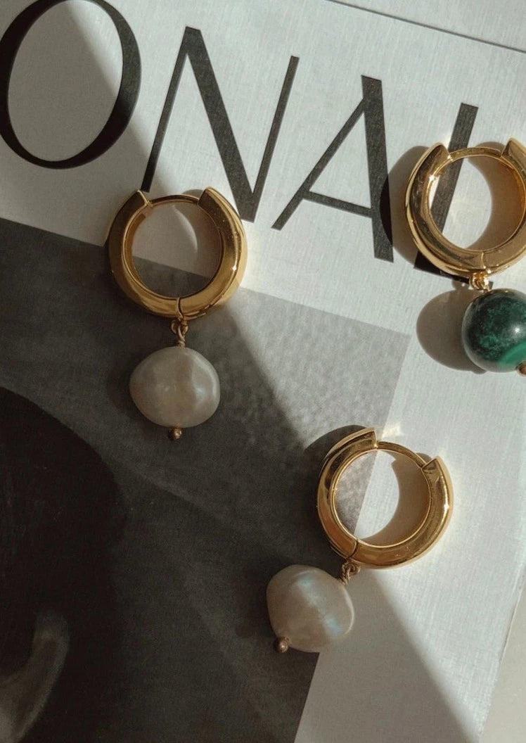 Devon Drop Hoops | Pearl