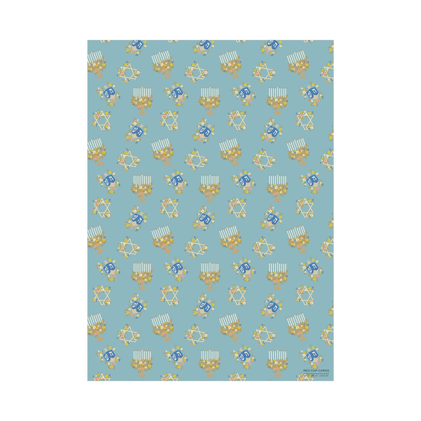 Floral Menorah Rolled Gift Wrap