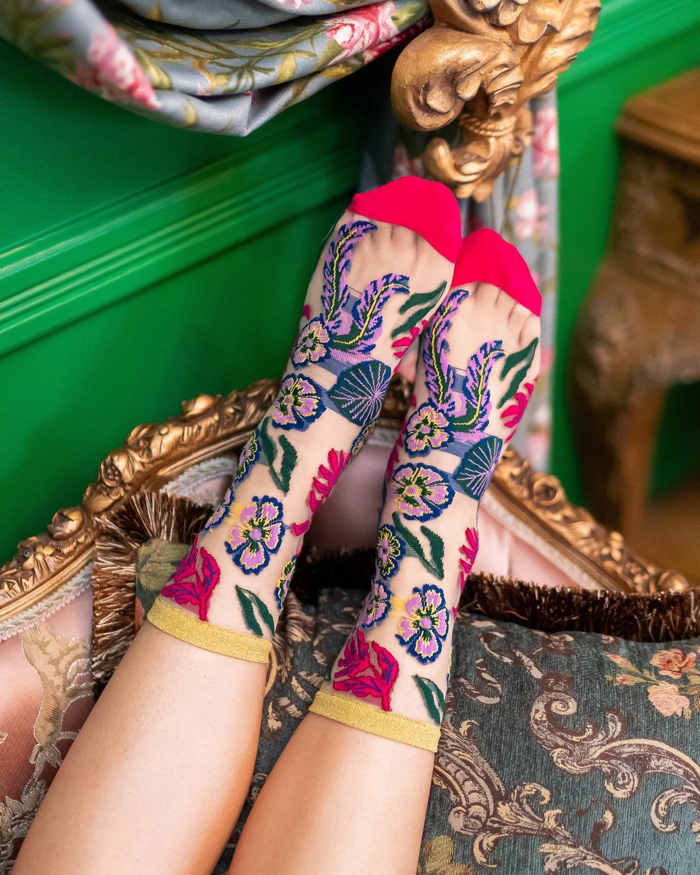 Festive Floral Sheer Socks