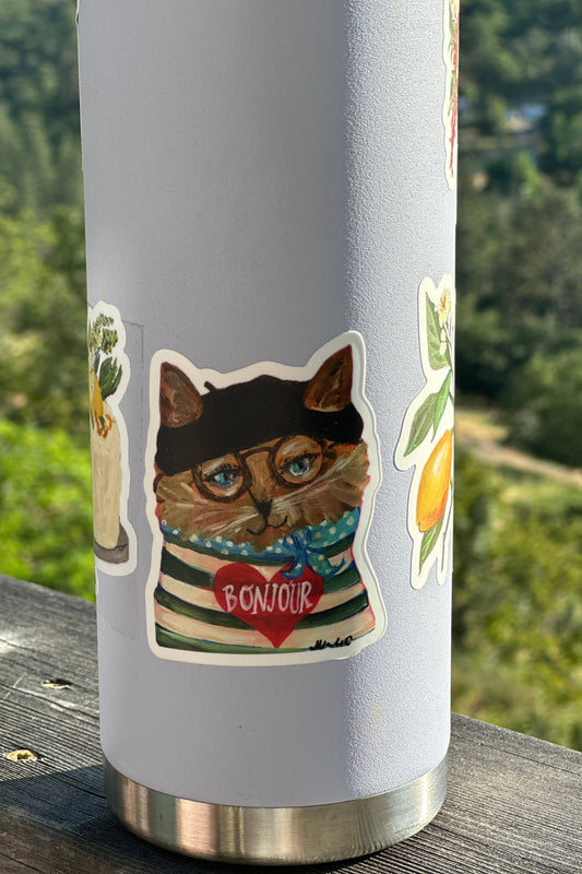 Bonjour Chat 3" Die Cut Sticker