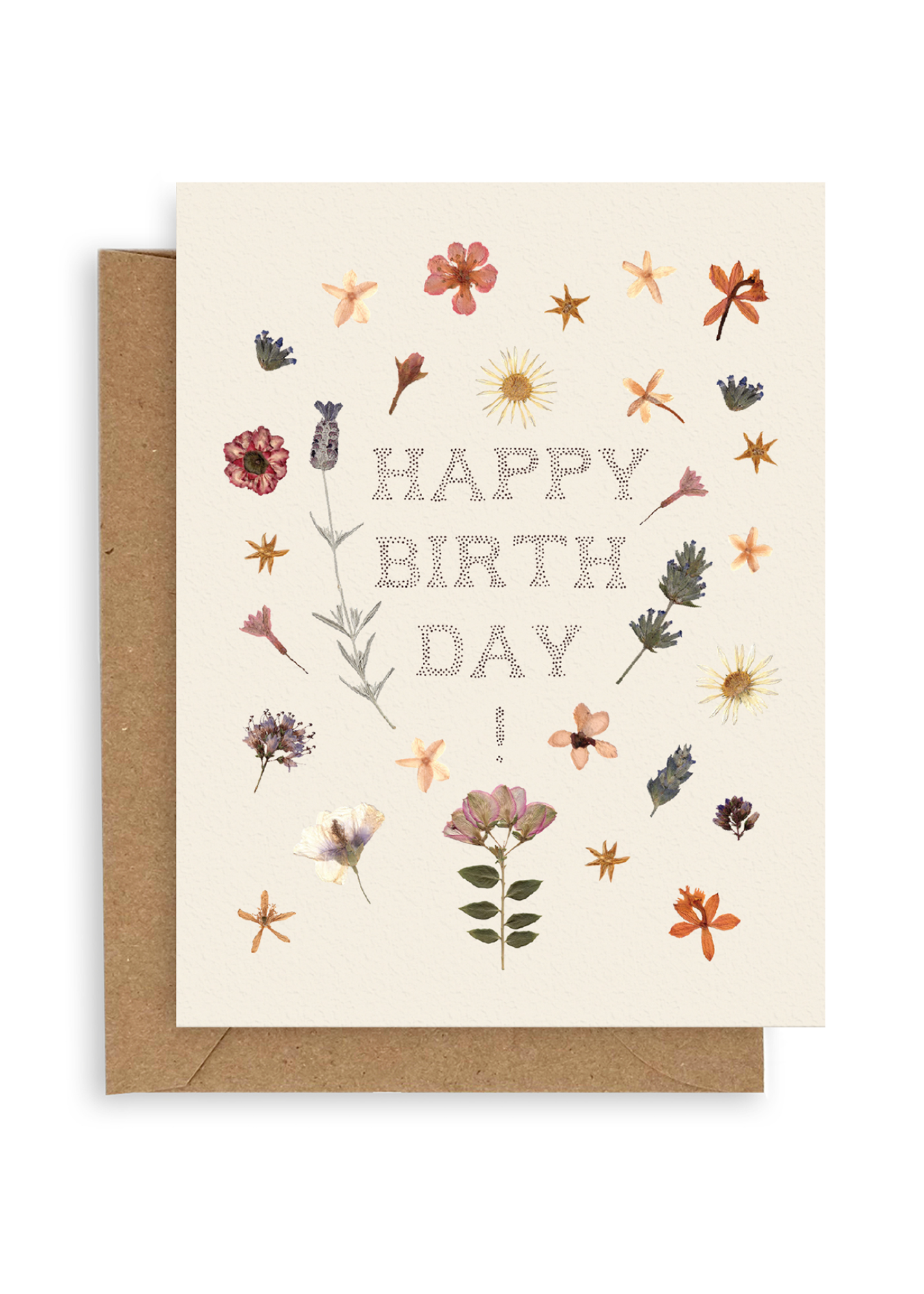 Pressed Flowers Happy Birthday Card
