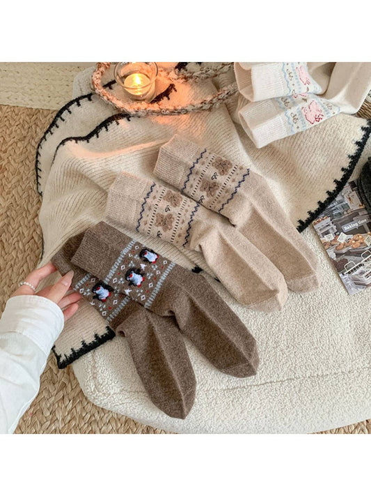 Nordic Cozy Crew Socks | Teddy Bear