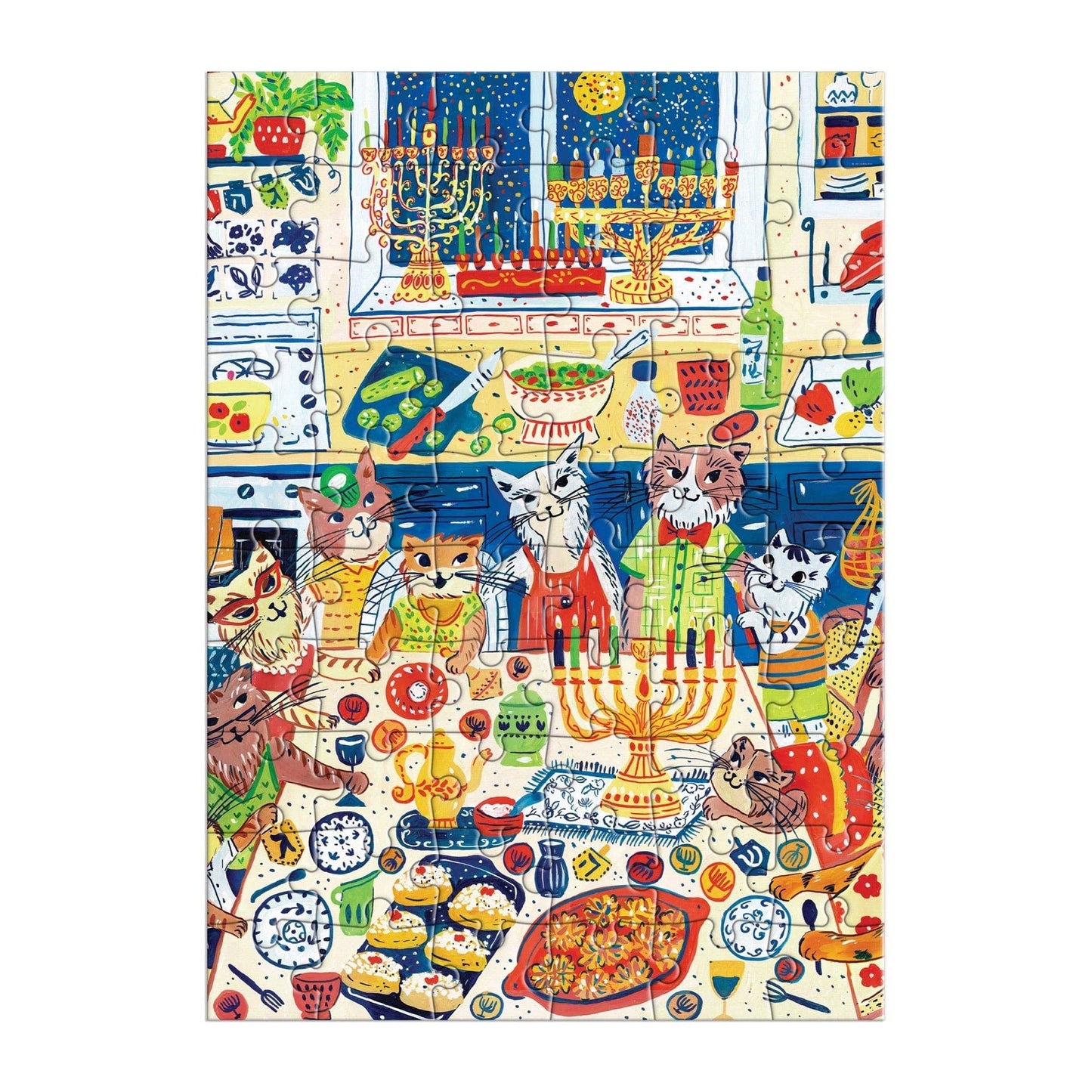 Happy Hanukcats Greeting Card | 60 Piece Puzzle