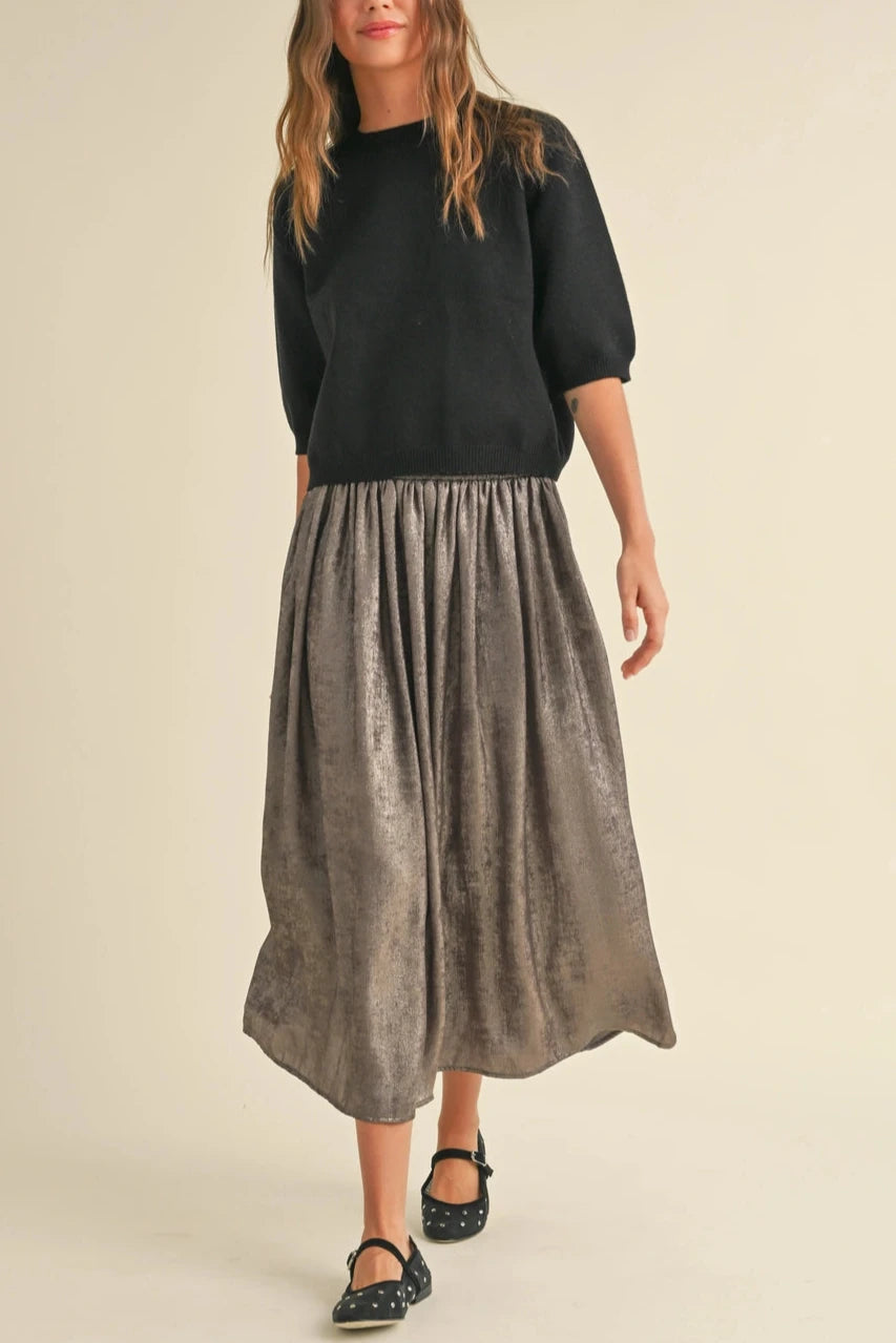 Short Sleeve Sweater Top | Black