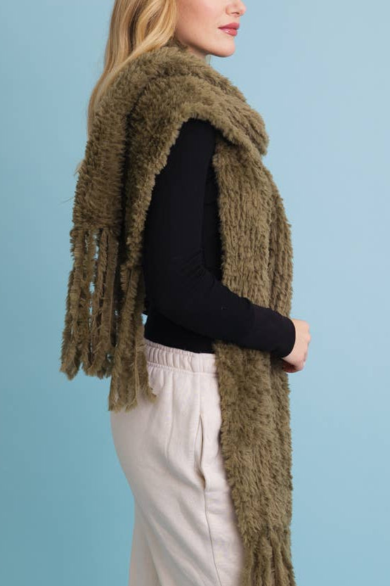 Super Soft Fringe Scarf | Olive