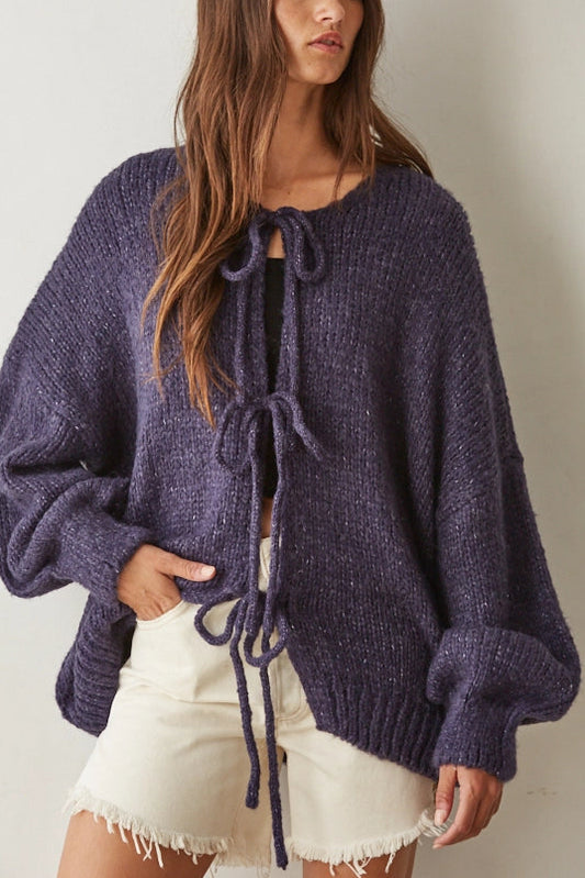 Sadie Tie Front Sweater | Navy
