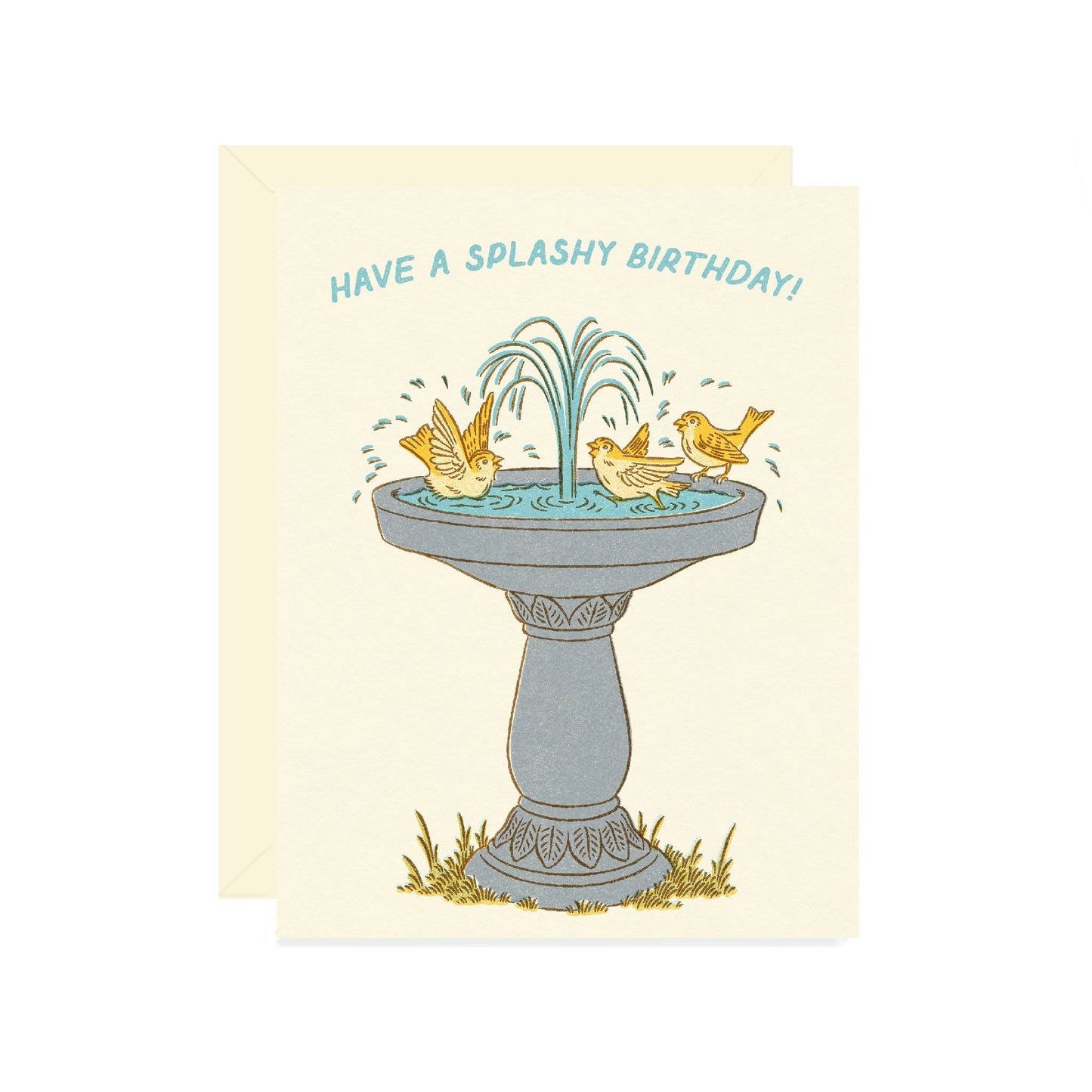 Birdbath Splashy Birthday Card