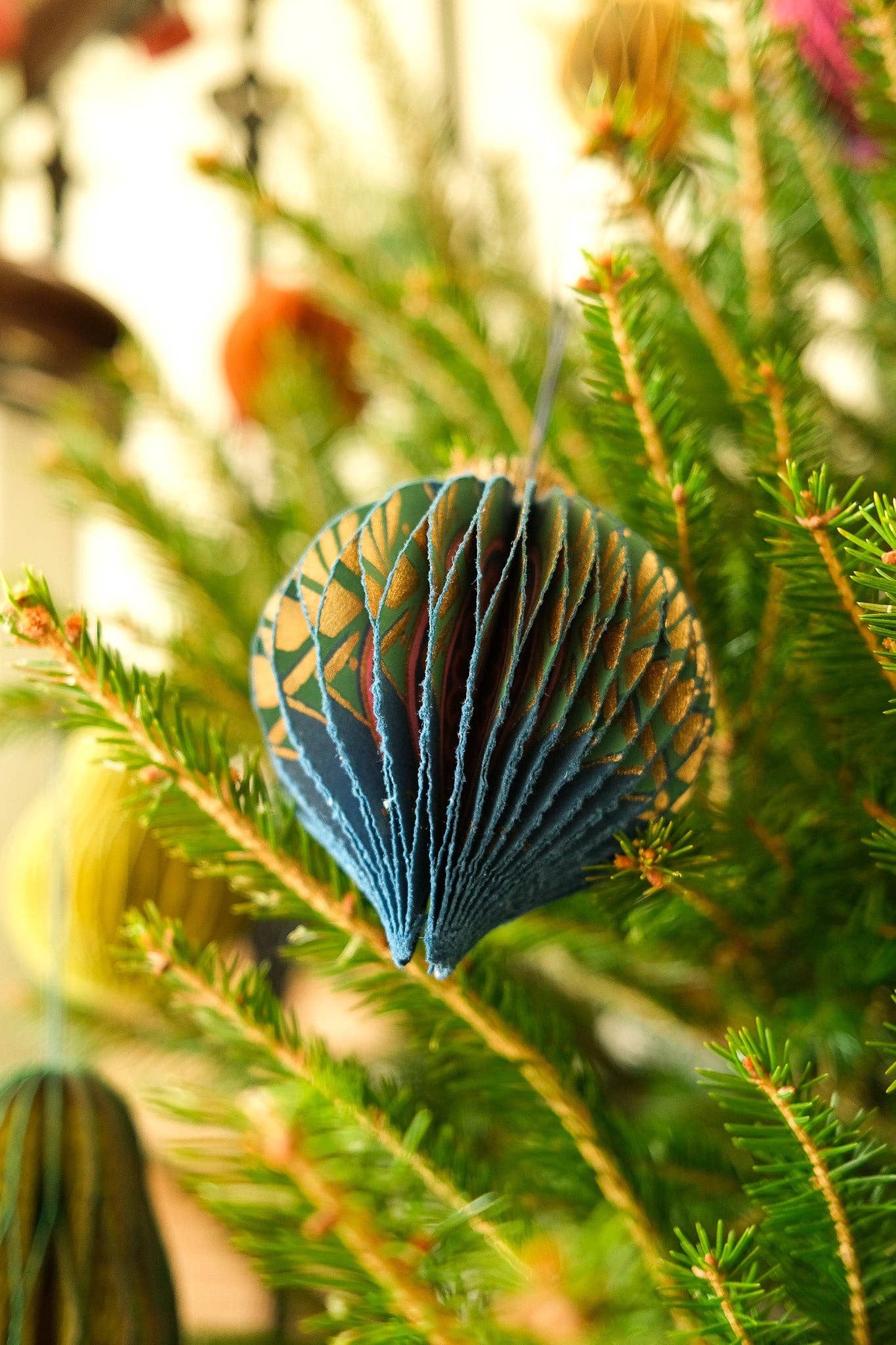 Blue Bauble Honeycomb Ornament