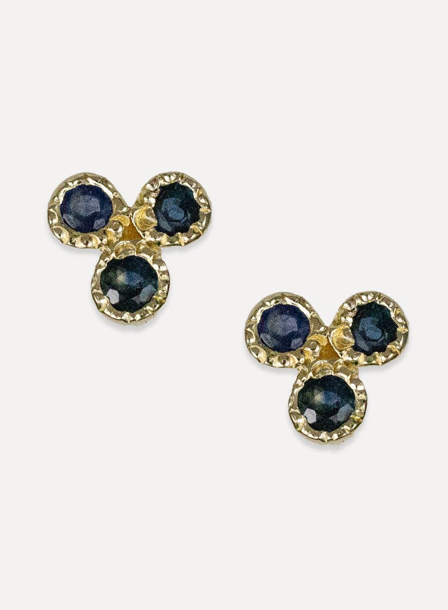 Trifecta Studs | Blue Sapphire