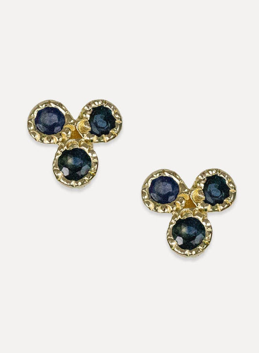 Trifecta Studs | Blue Sapphire