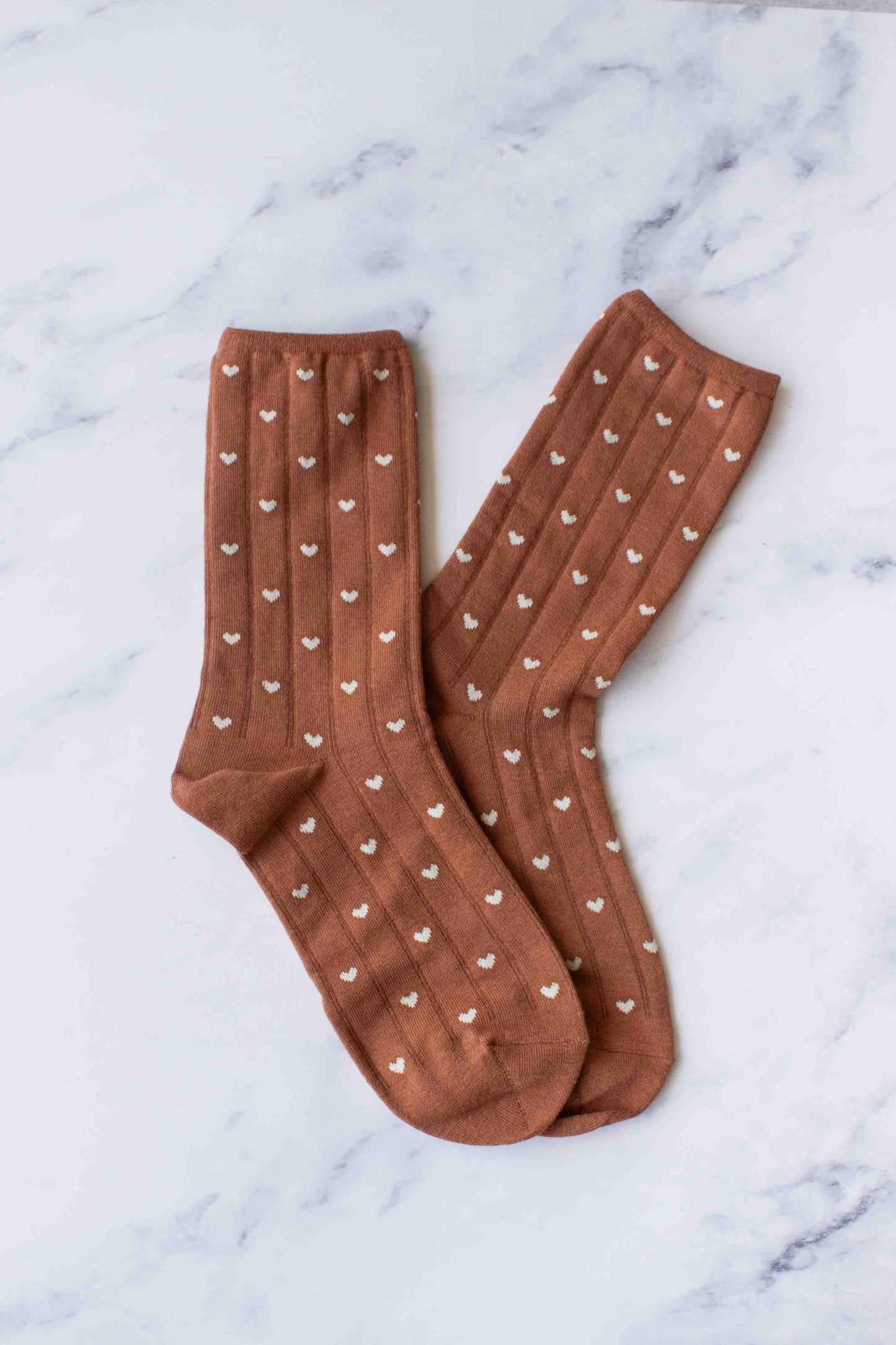 Heart Crew Socks | Rust