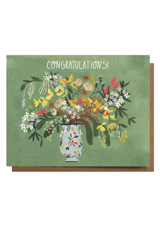 Congratulations Green Floral Card