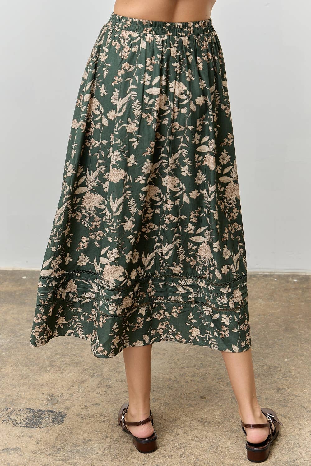 Florals + Lace Midi Skirt