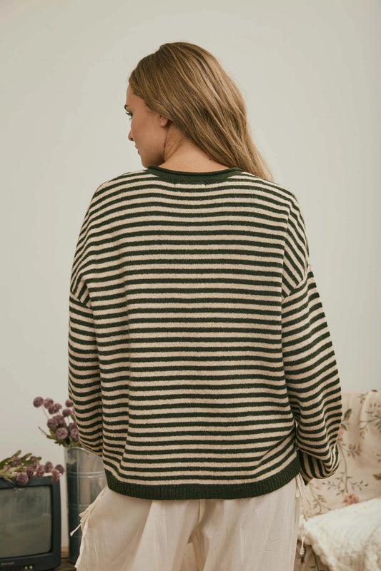 Piper Stripe Henley | Olive
