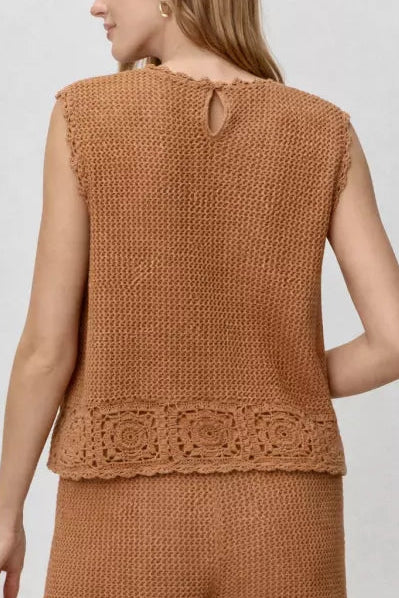 Crochet Knit Sleeveless Top