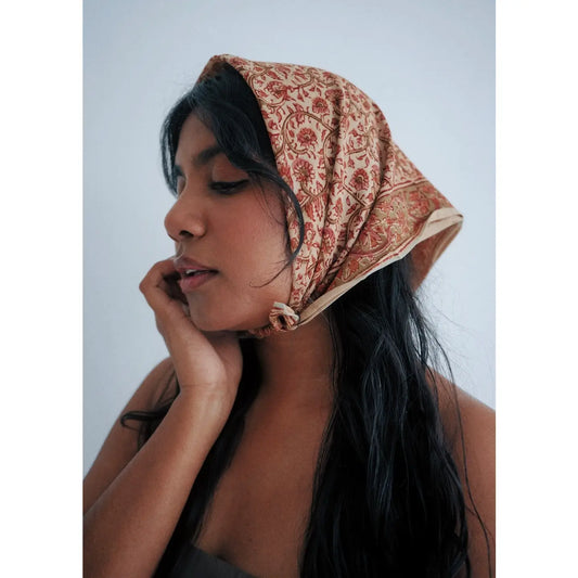Kalamkari Cotton Bandana | Autumn Rose