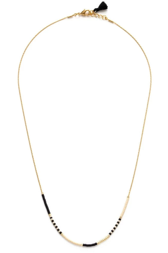 Japanese Seed Bead Necklace | Black & Bone