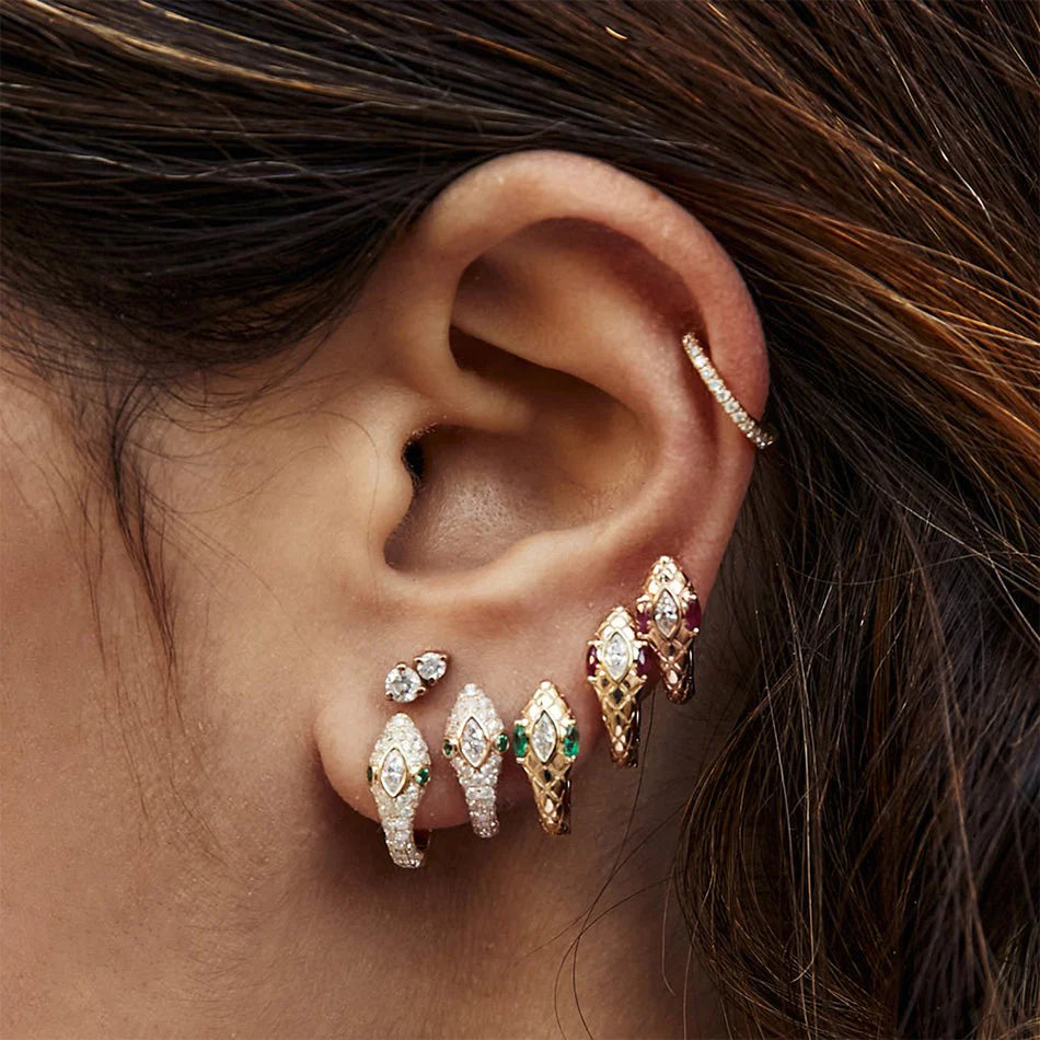 Draco Snake Hoop Earrings | Emerald CZ